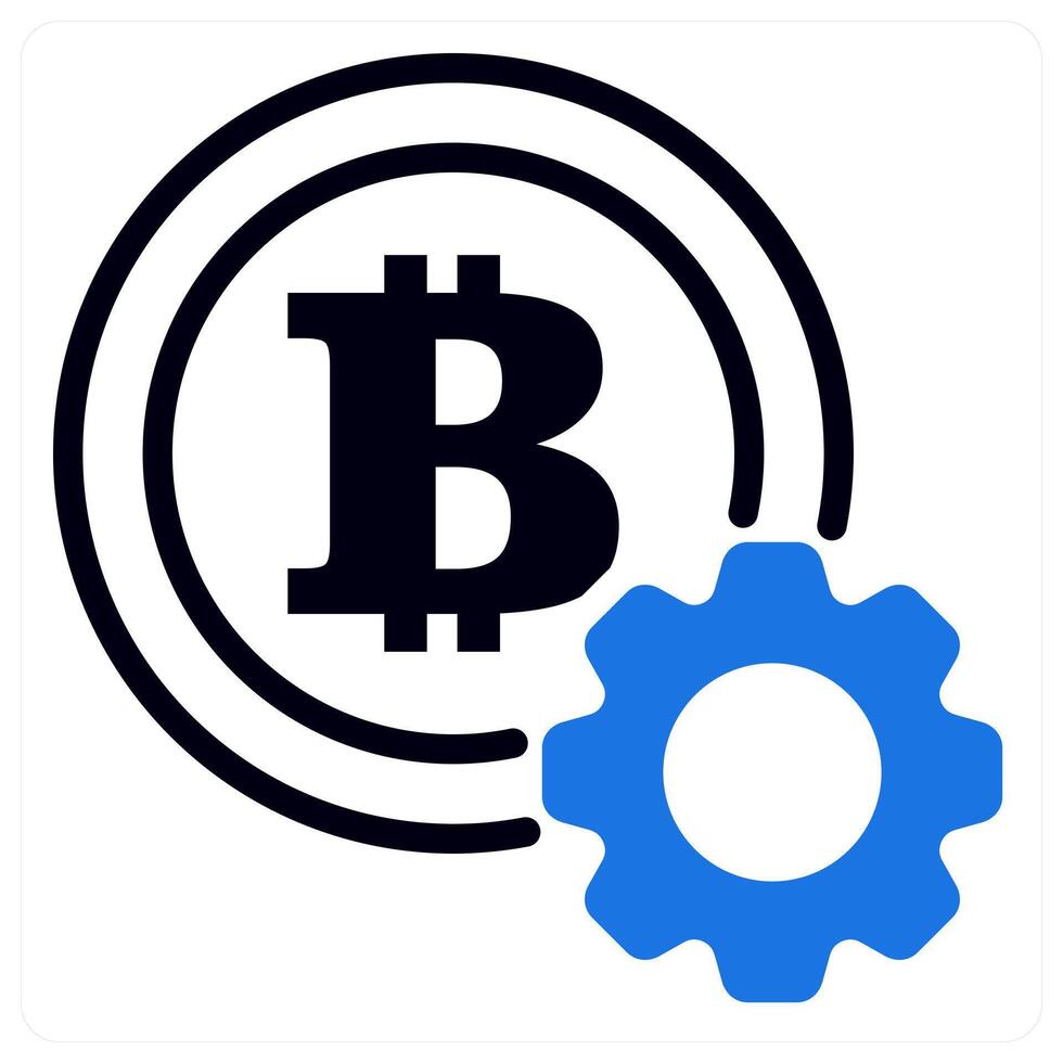 cryptocurrency setting icon concept in blue color vector