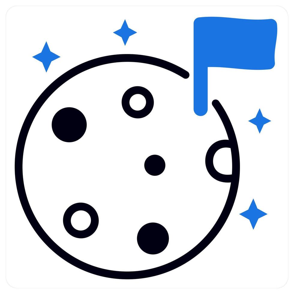 moon and space icon concept in blue color vector