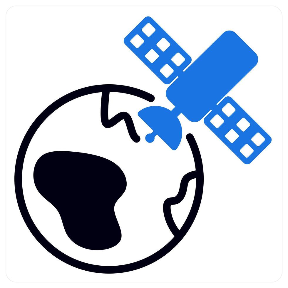 earth satellite icon concept in blue color vector