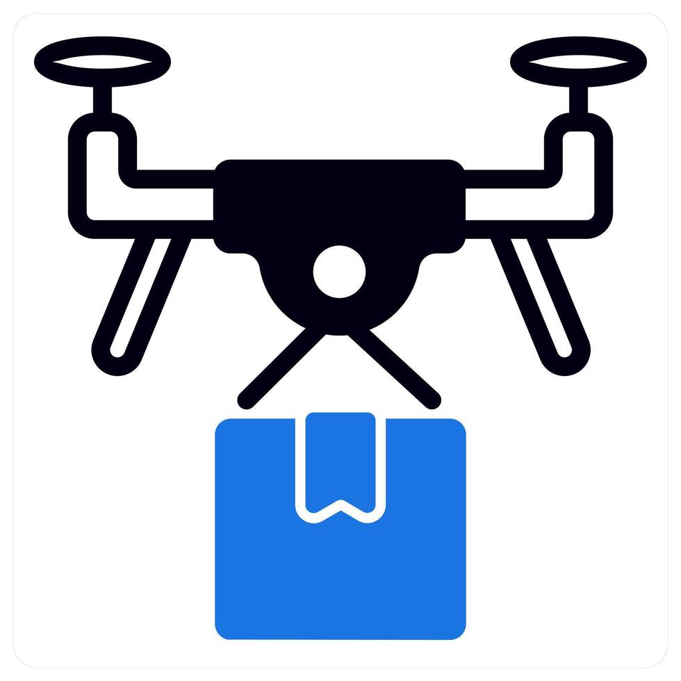 drone delivery icon concept in blue color vector