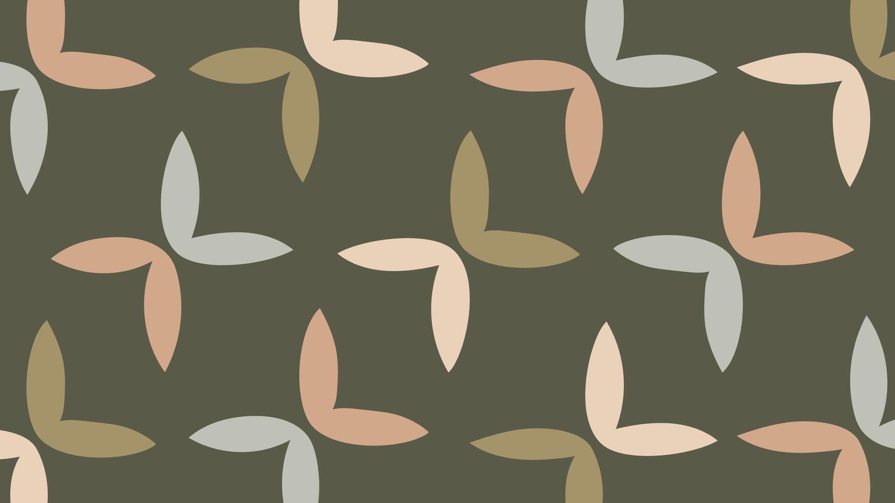 Three-Leaf Symbols in Muted Tones Background vector