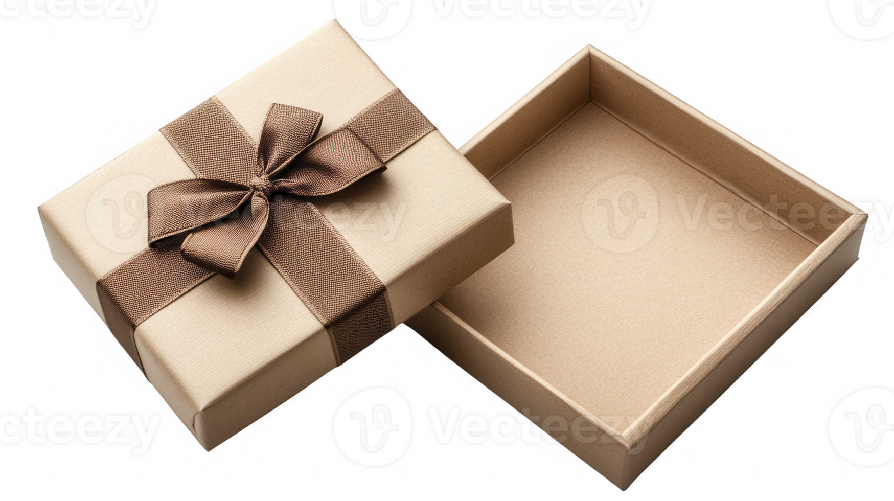 Gift Box, Ribbon, and Bow on a transparent background with an open lid png