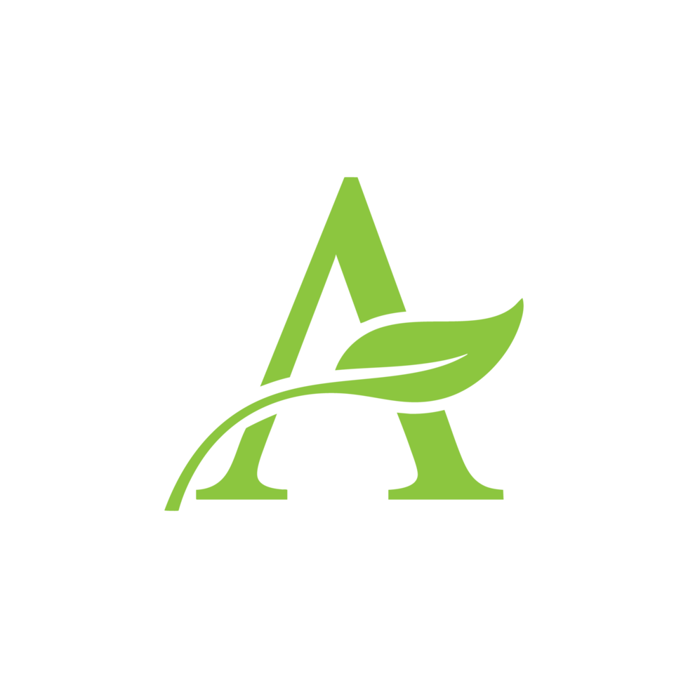Green letter A with leaves inside it png