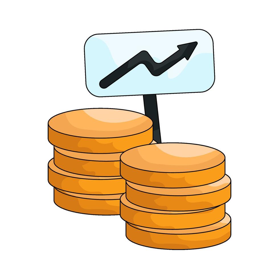 Coins Stack with Growth Arrow vector