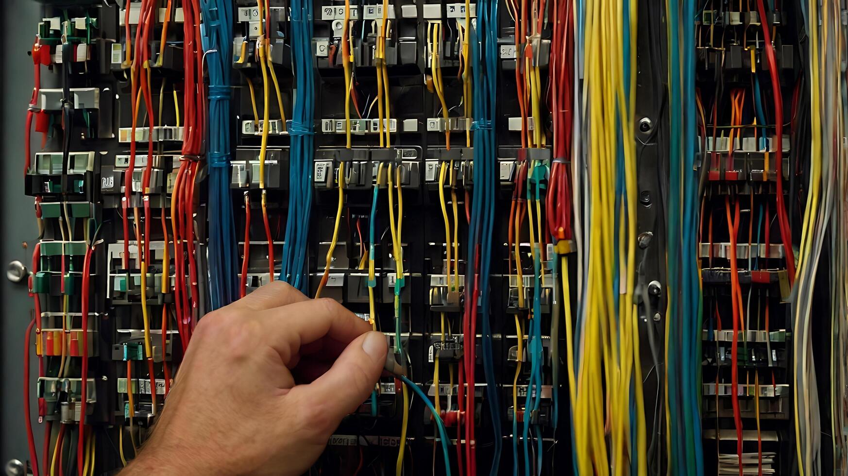 Network Engineer Configuring Server Room Panel for Business Operations photo