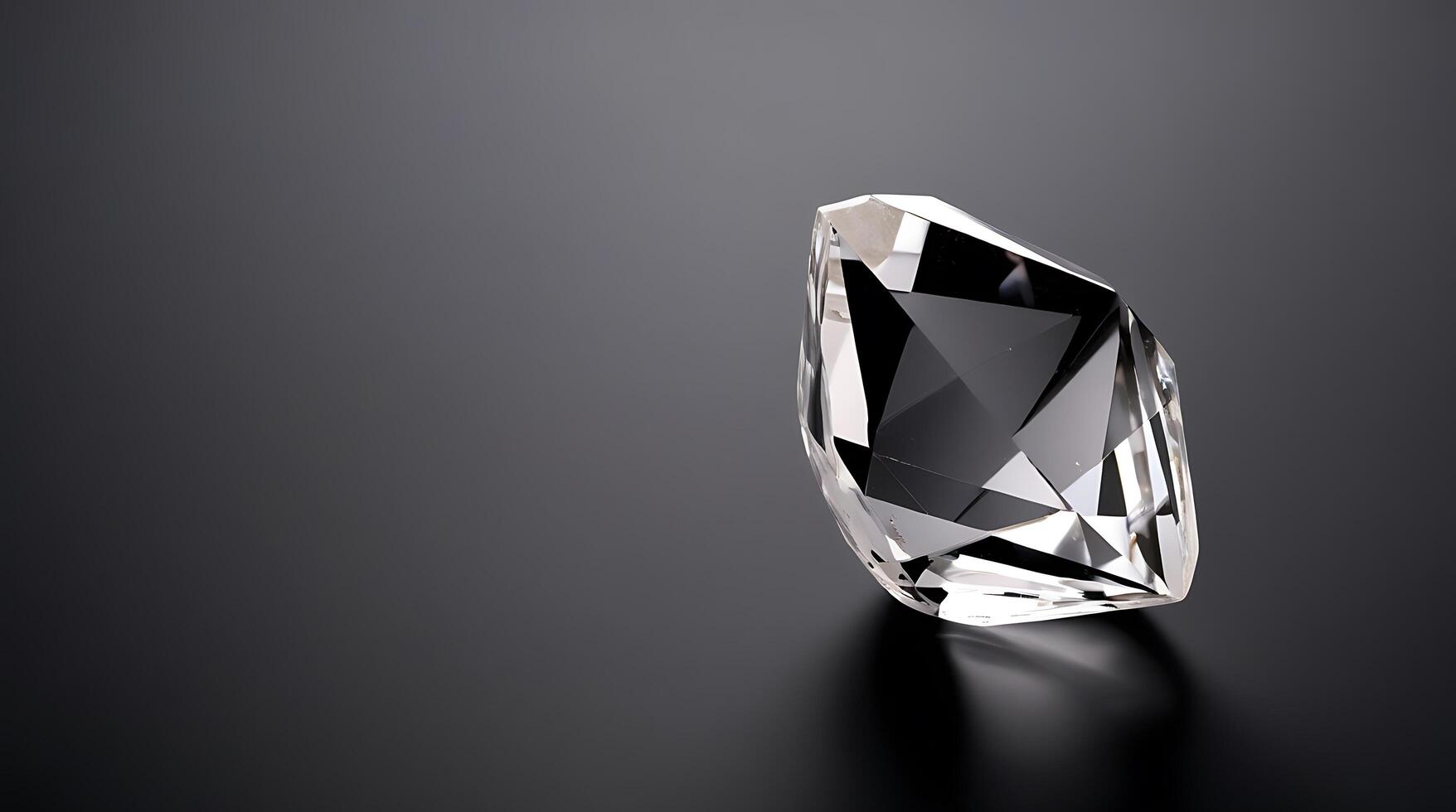Close up studio shot of a diamond placed on a plain background photo