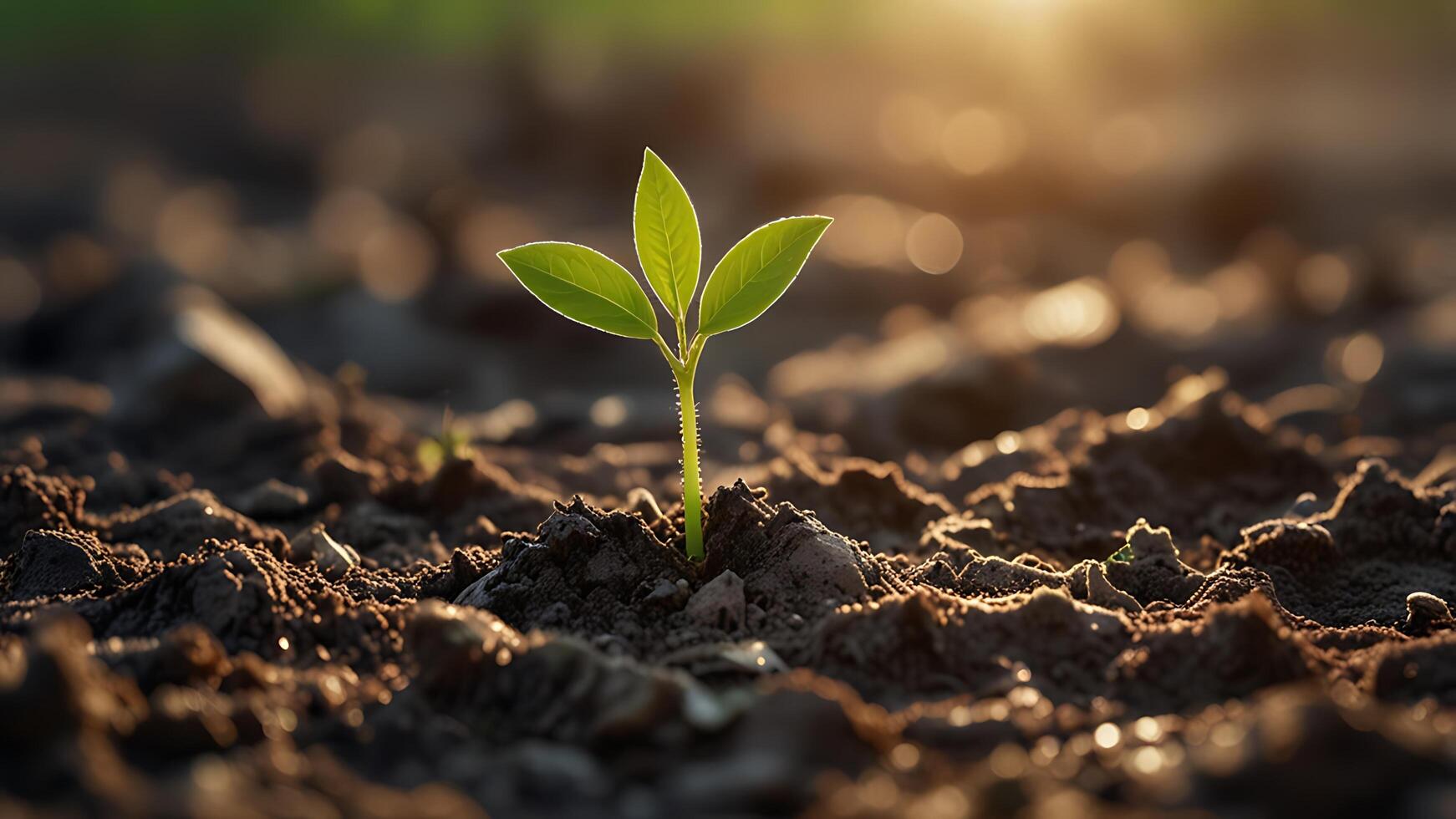 New Business Growth and Investment, Seedling Emerging from Soil for Business Success photo