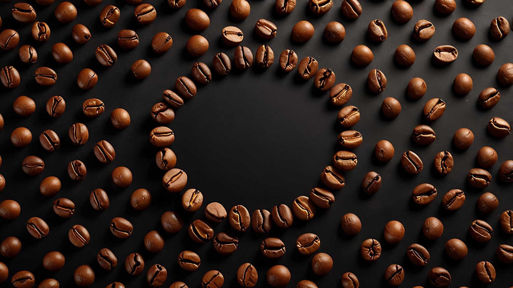 Premium Coffee Bean Circle on Black Background for Business Use photo