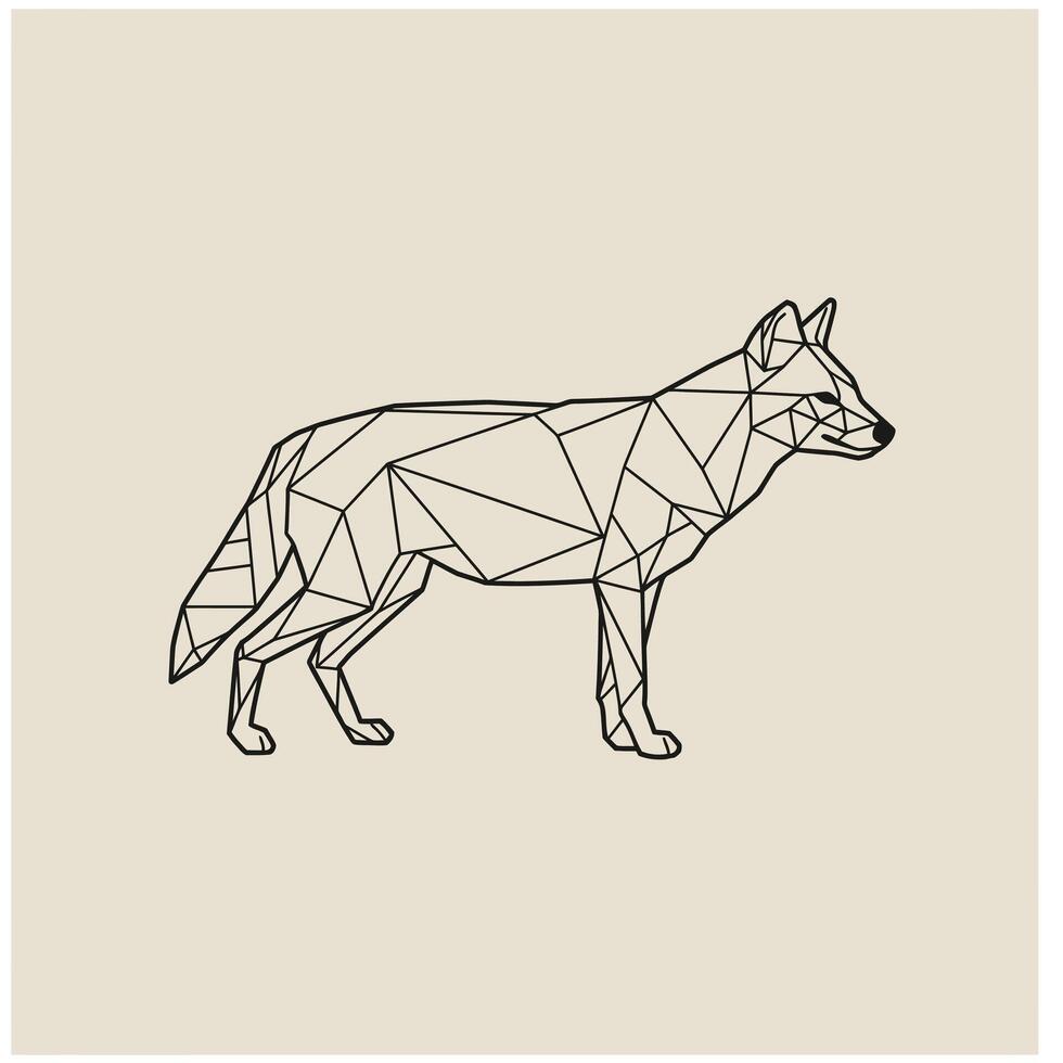 Geometric logo design of a wolf vector