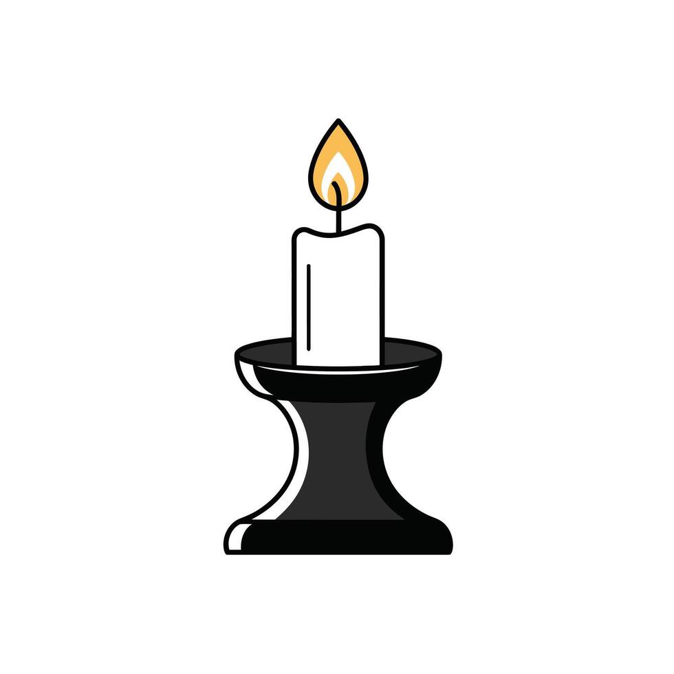 Candle lit on a candle stand logo design vector