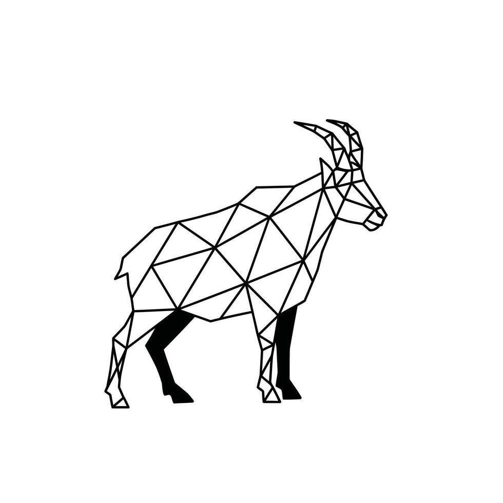 Geometric logo design of a goat standing vector