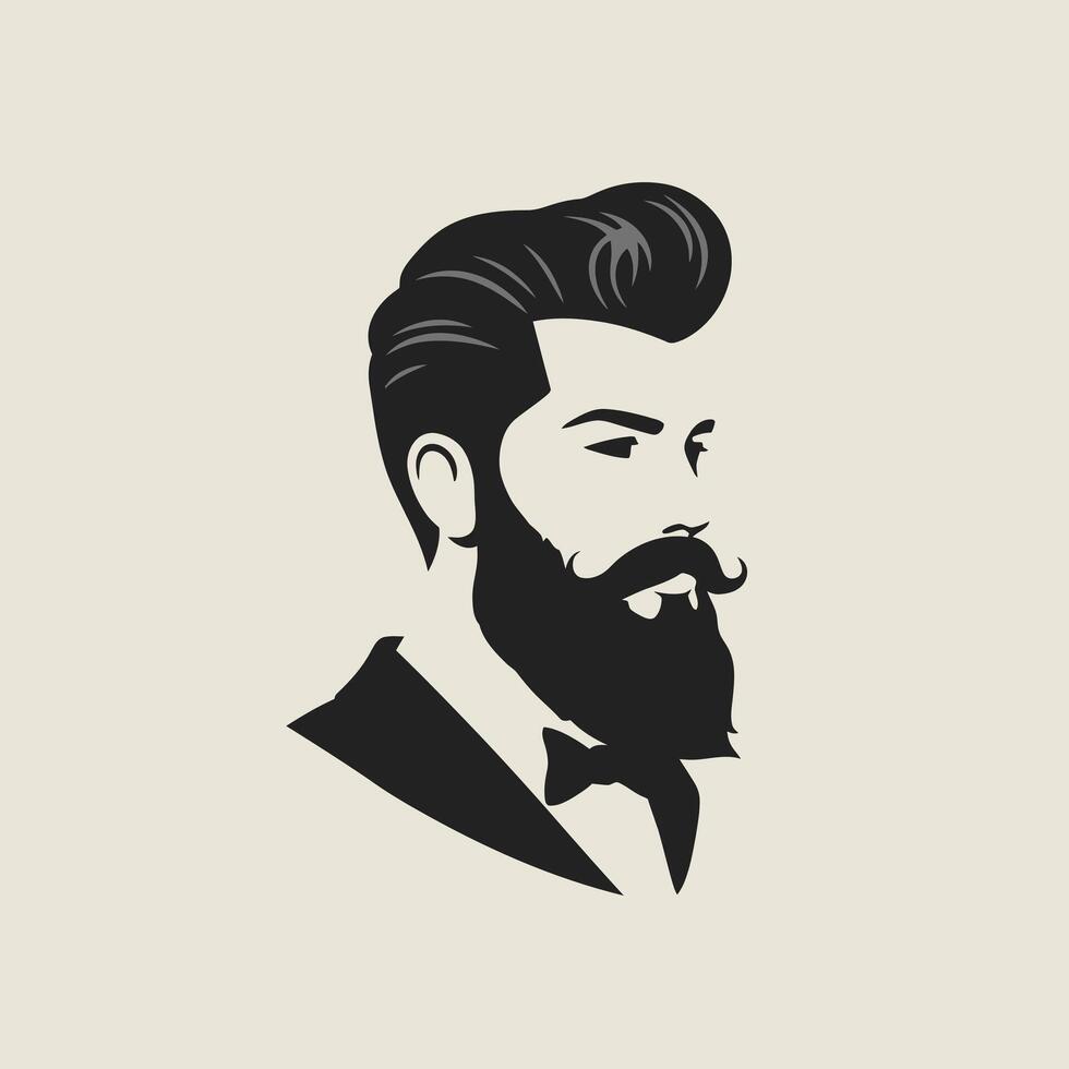 Man with a beard and mustache in a suit logo design vector
