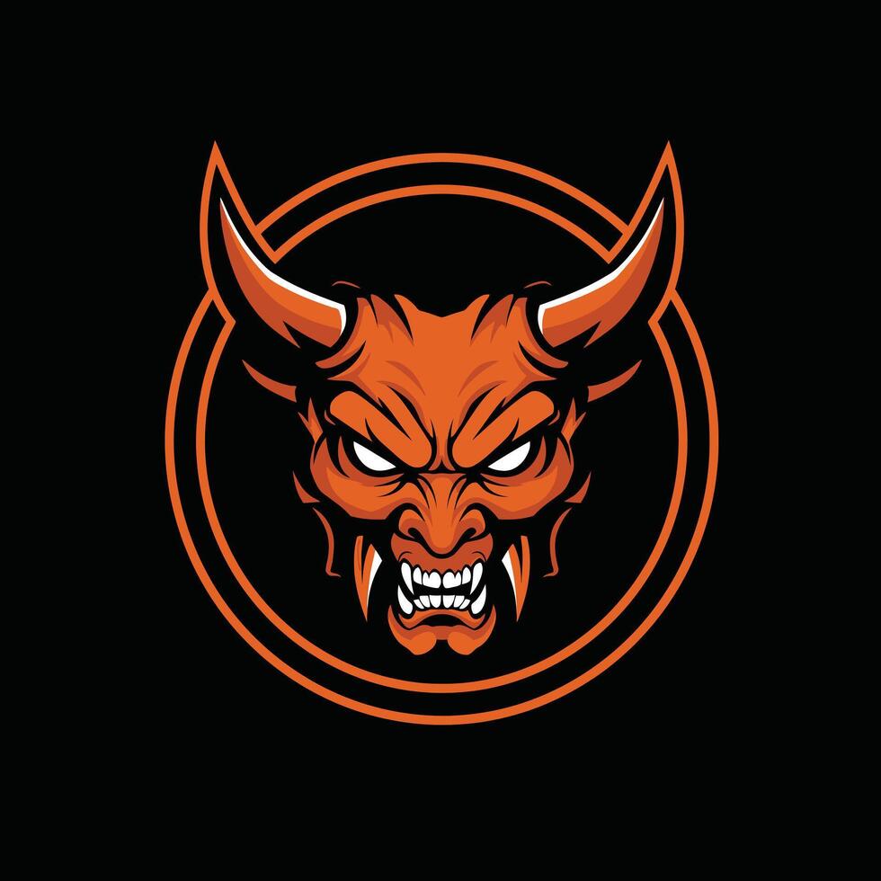 Devil mascot logo design inside two rings vector
