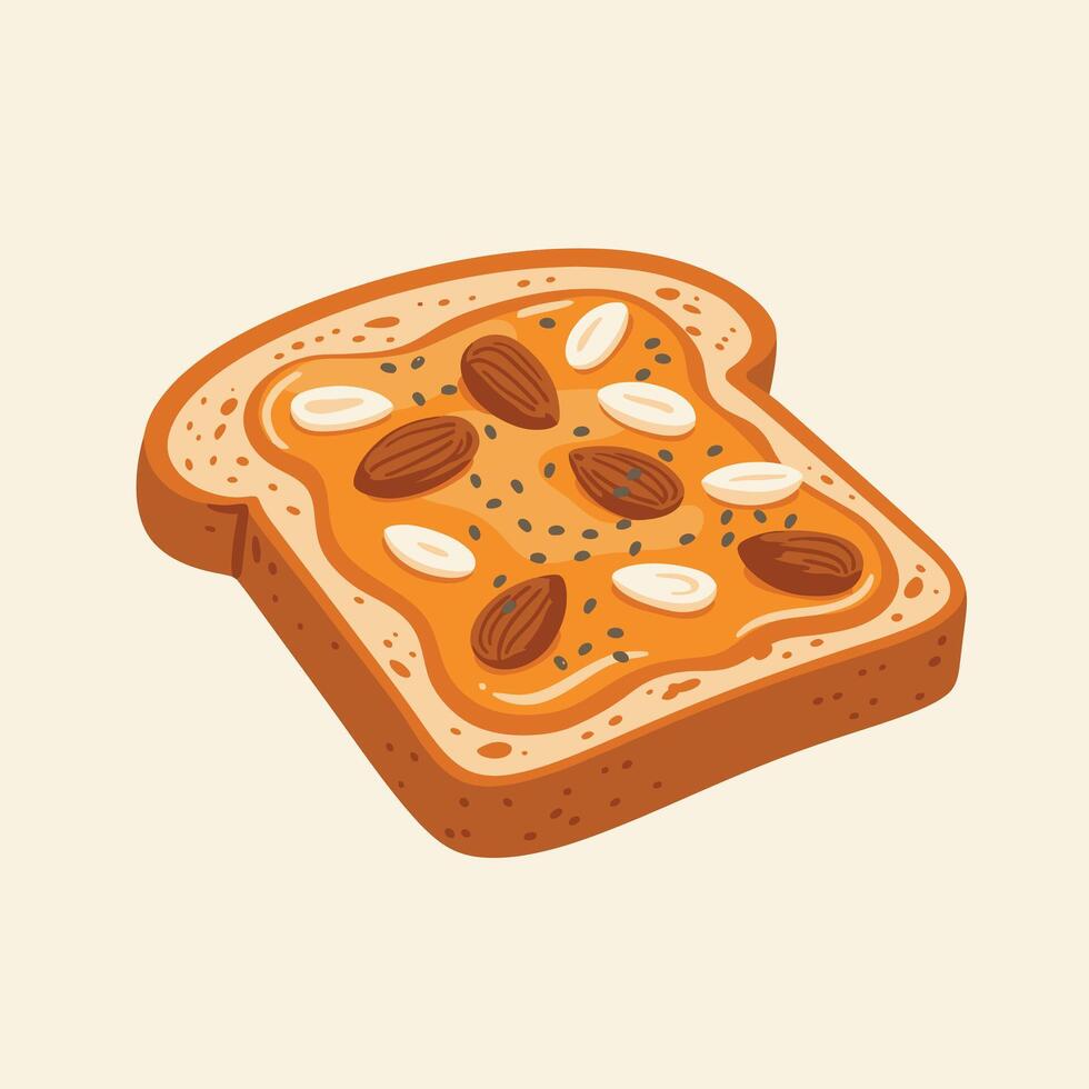 Logo design of a slice of bread with nuts and almonds on it vector