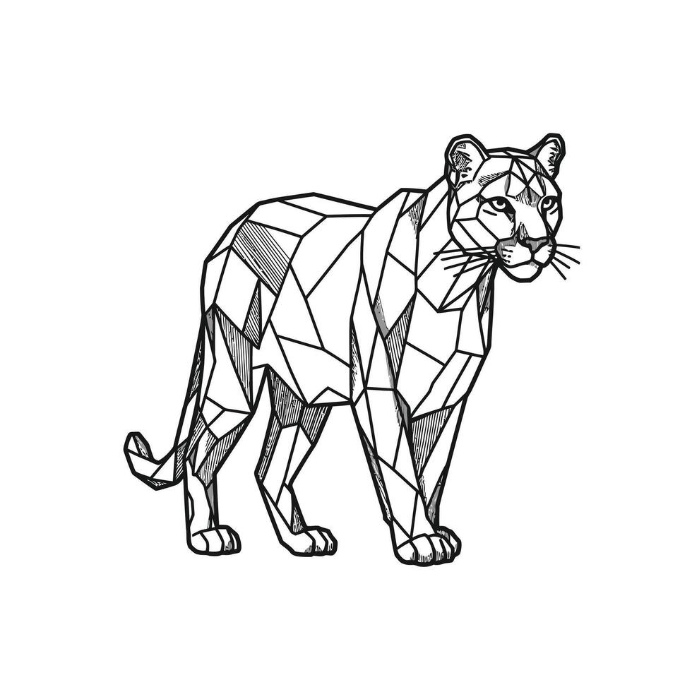 Geometric logo design of a tiger vector