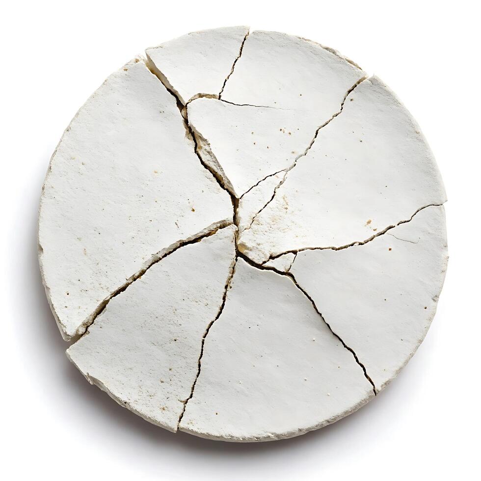 Shattered White Ceramic Disk, A Study in Fragmentation and Texture photo