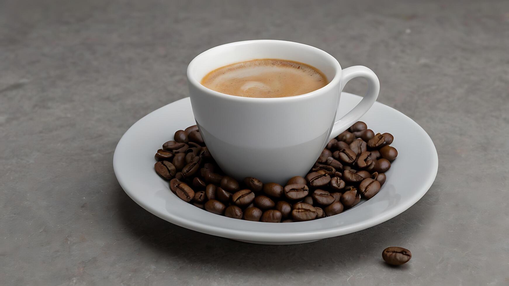 Aromatic Espresso Delight, A Harmonious Blend of Coffee Beans and White Cup photo