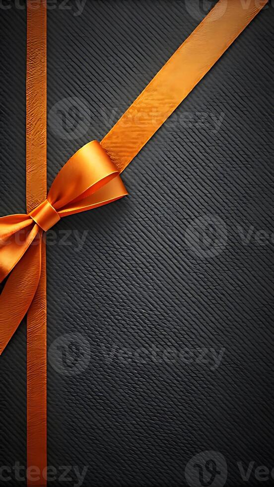 Elegant Black Texture with Decorative Golden Ribbon and Bow Design photo