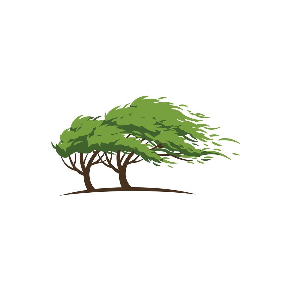 Tree in the wind logo design vector