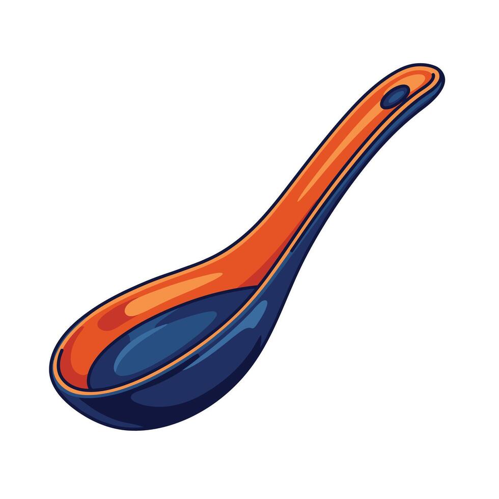 Spoon with a blue and orange handle logo design vector