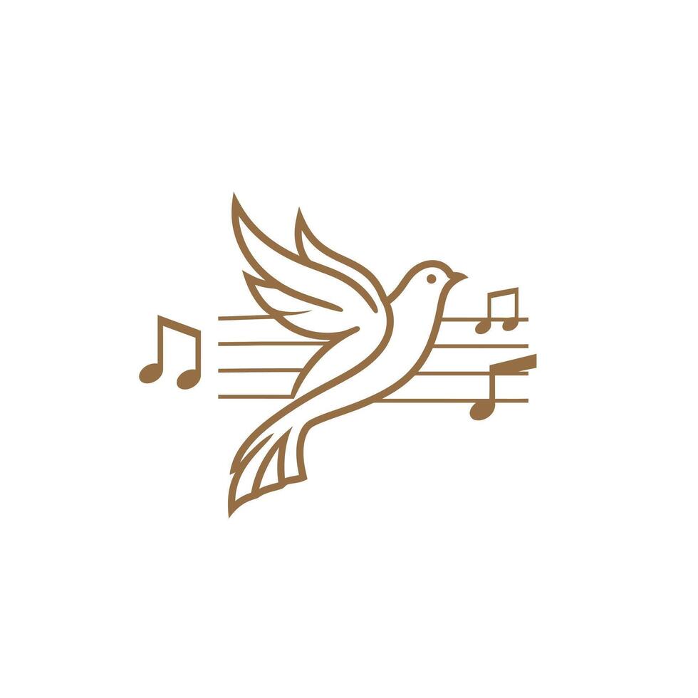 Logo design of a bird flying with music notes vector