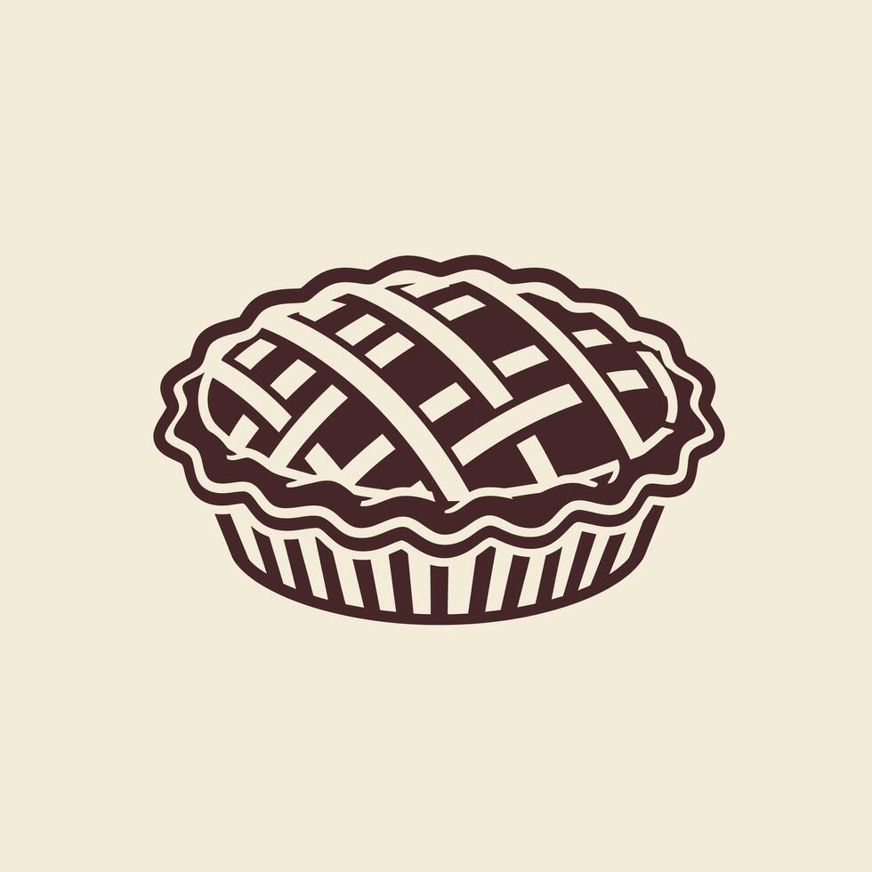 Baked pie logo design on a beige background vector