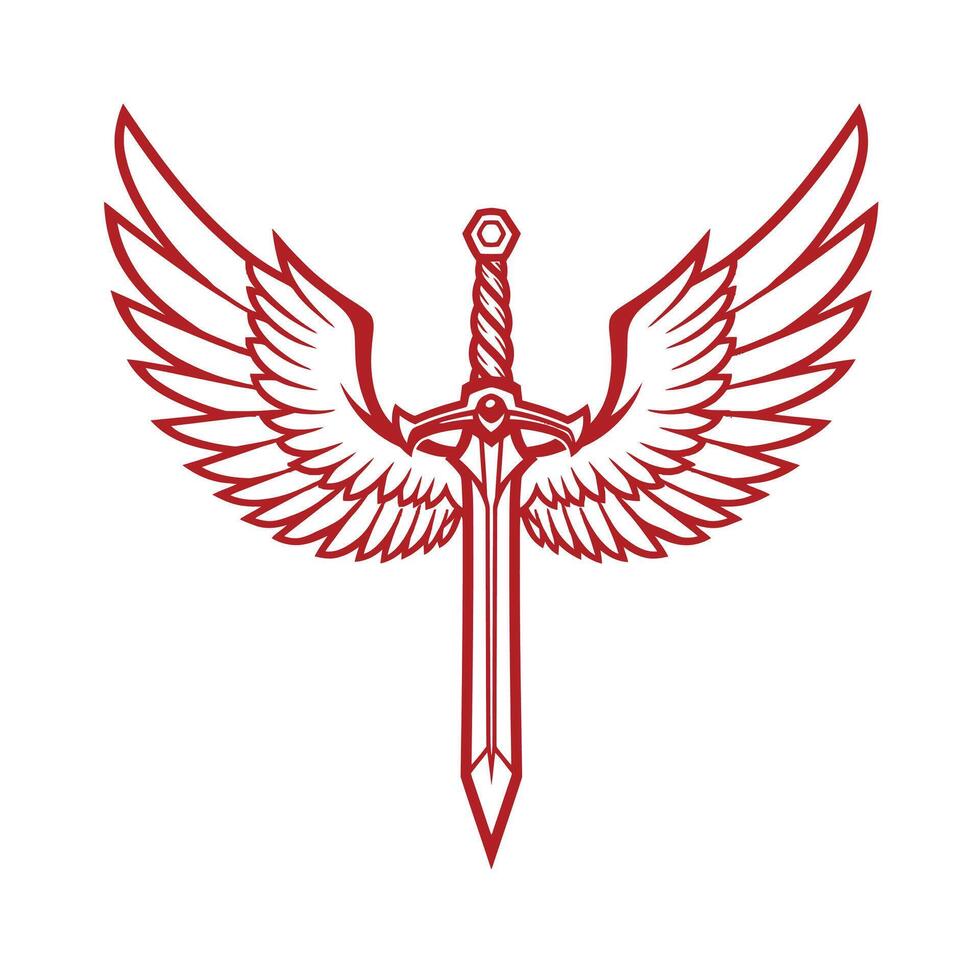 Sword with wings logo design vector