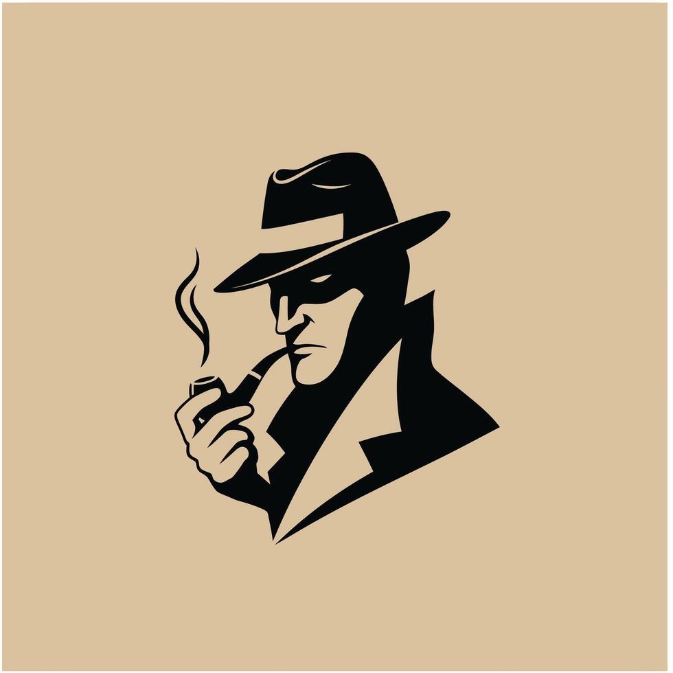 Man in a hat smoking a cigarette logo design vector