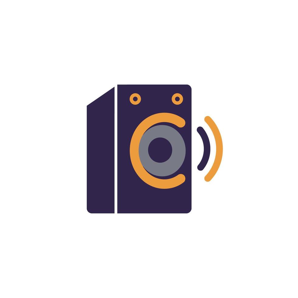 Speaker logo design with sound waves vector