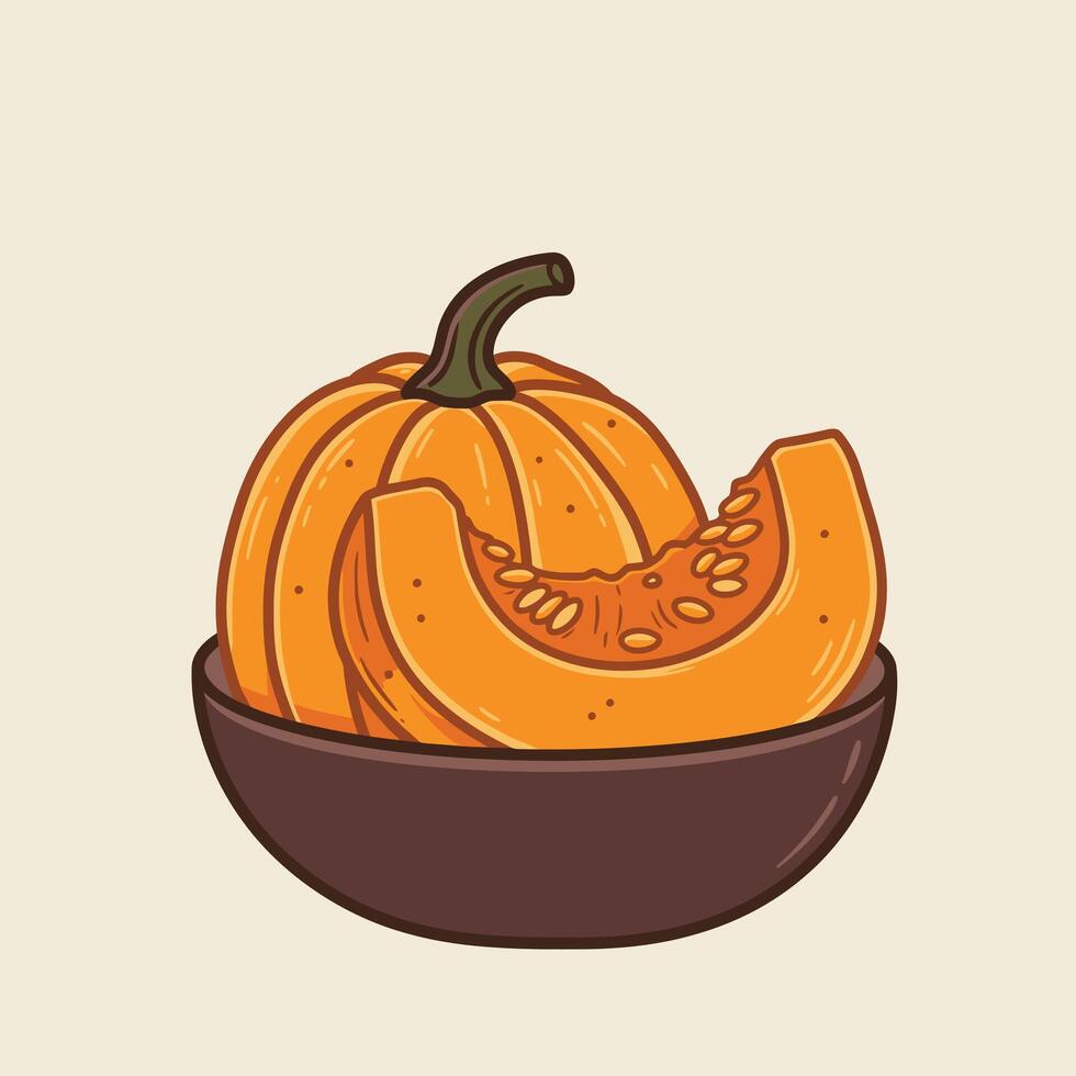 Pumpkin in a bowl logo design vector