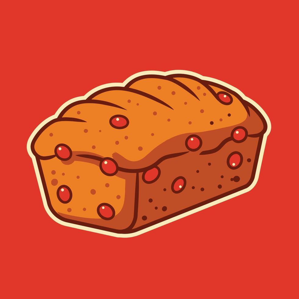 Logo design of a cartoon loaf of bread with cherries vector
