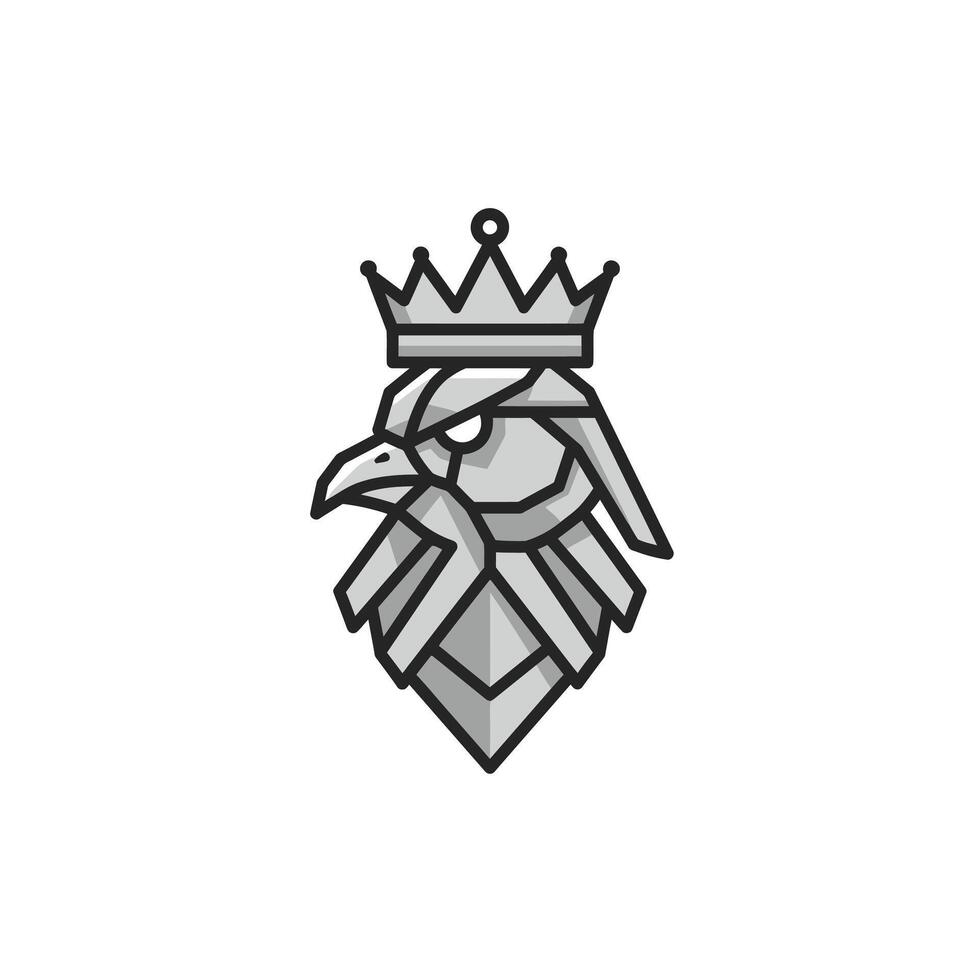 Geometric logo design of an eagle wearing a crown vector