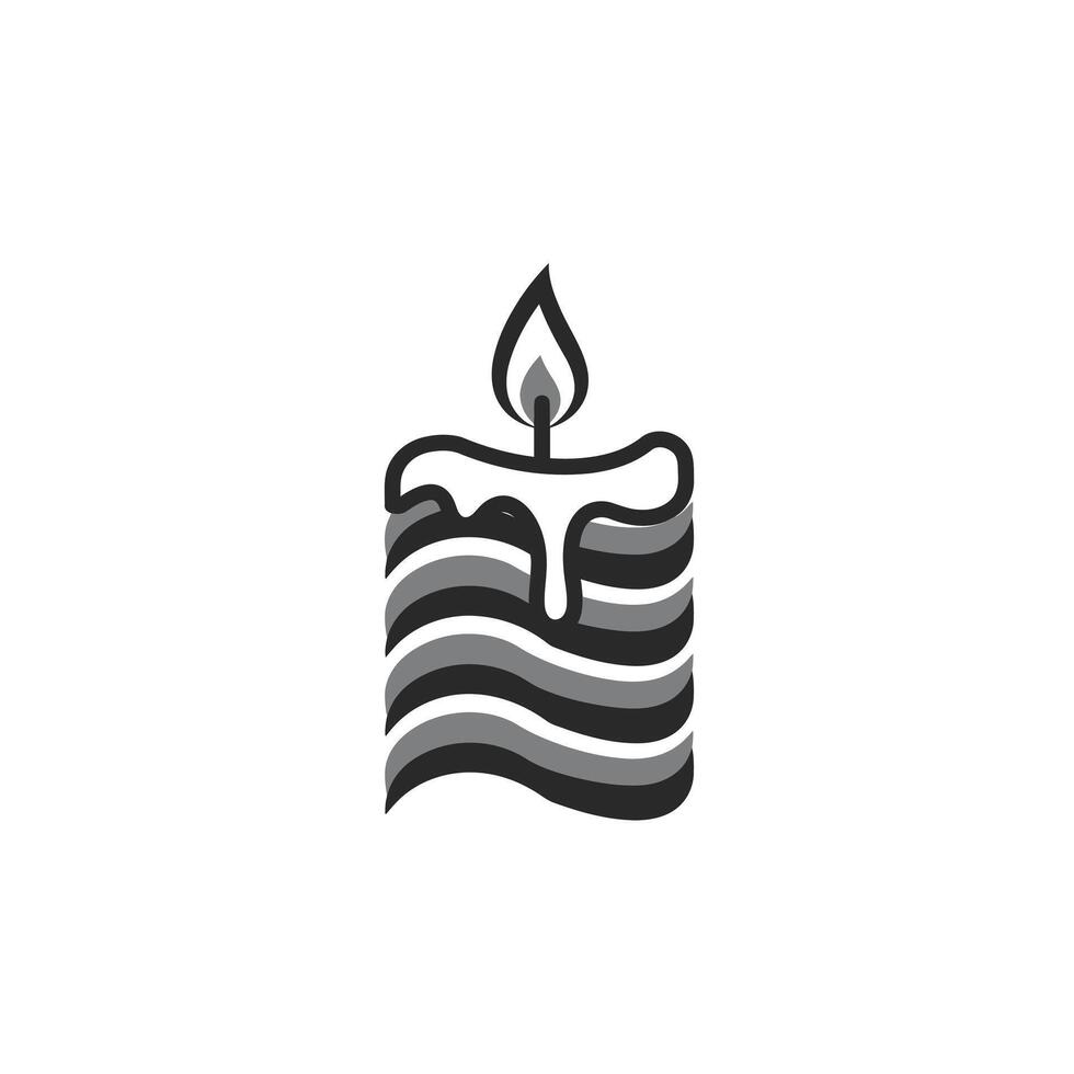 Black and white logo design of a candle vector