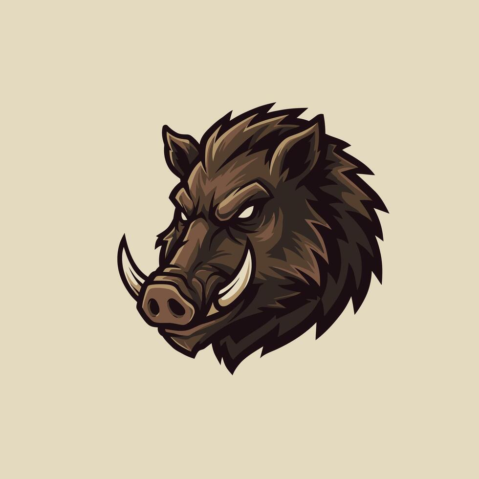 Wild boar head logo design vector