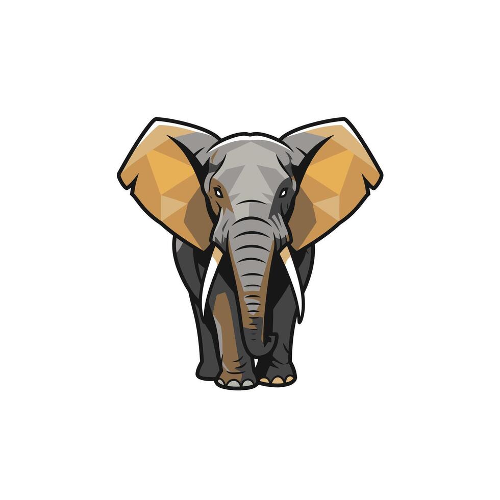 Elephant with long tusks logo design vector