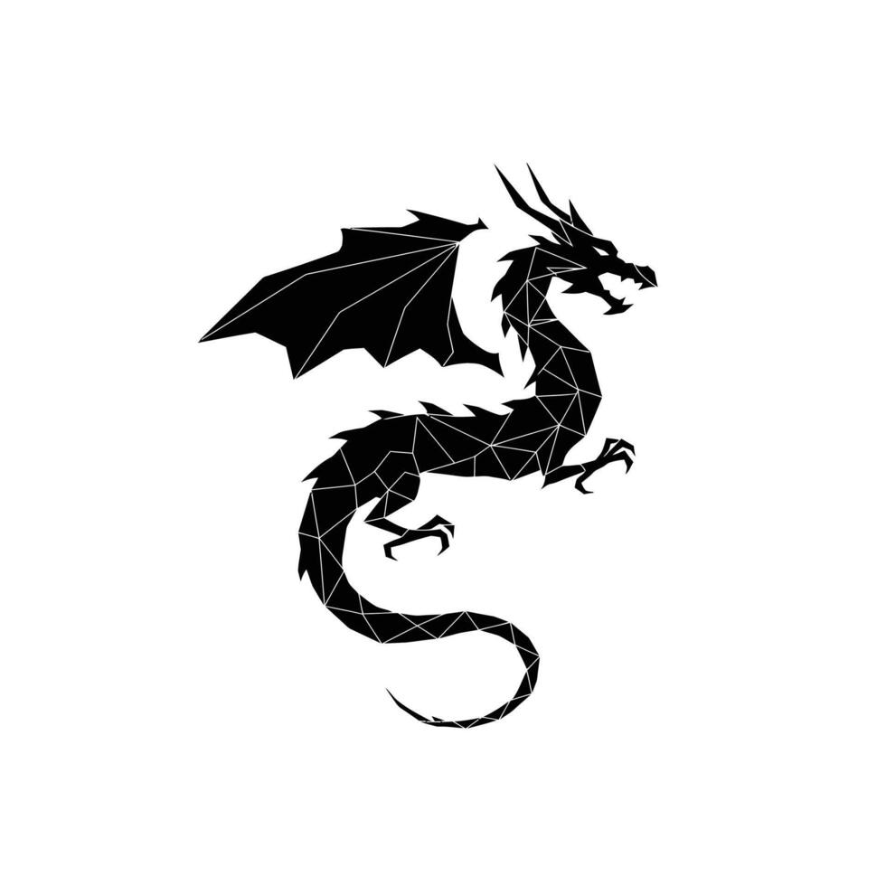 Geometric logo design of a black dragon vector