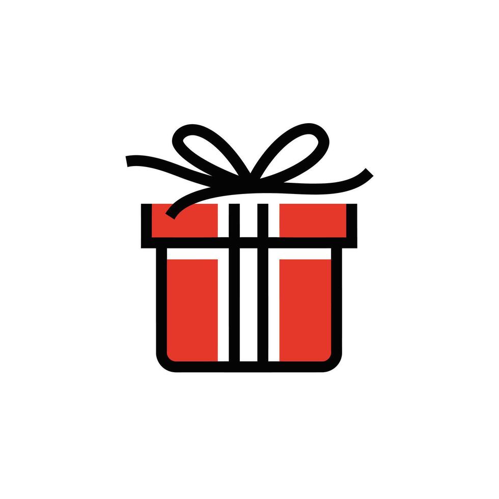 Red gift box logo design vector