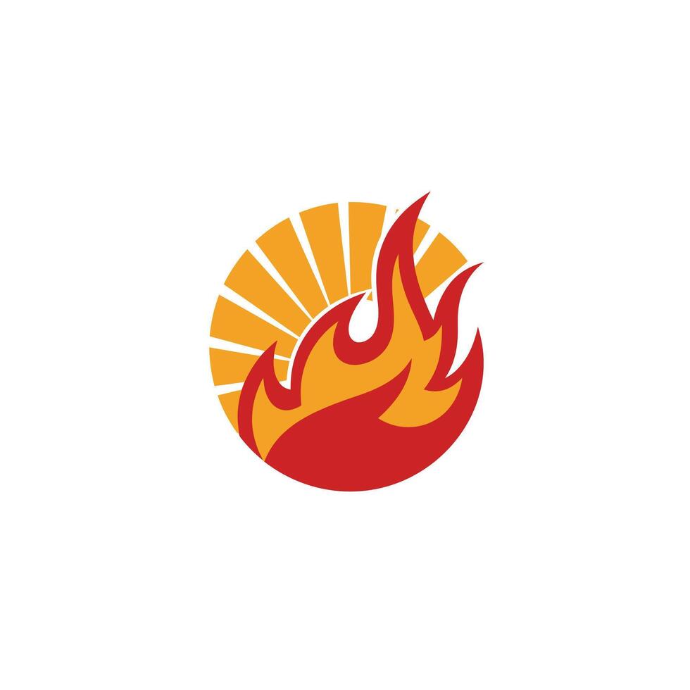 Fire logo design with the sun in the background vector