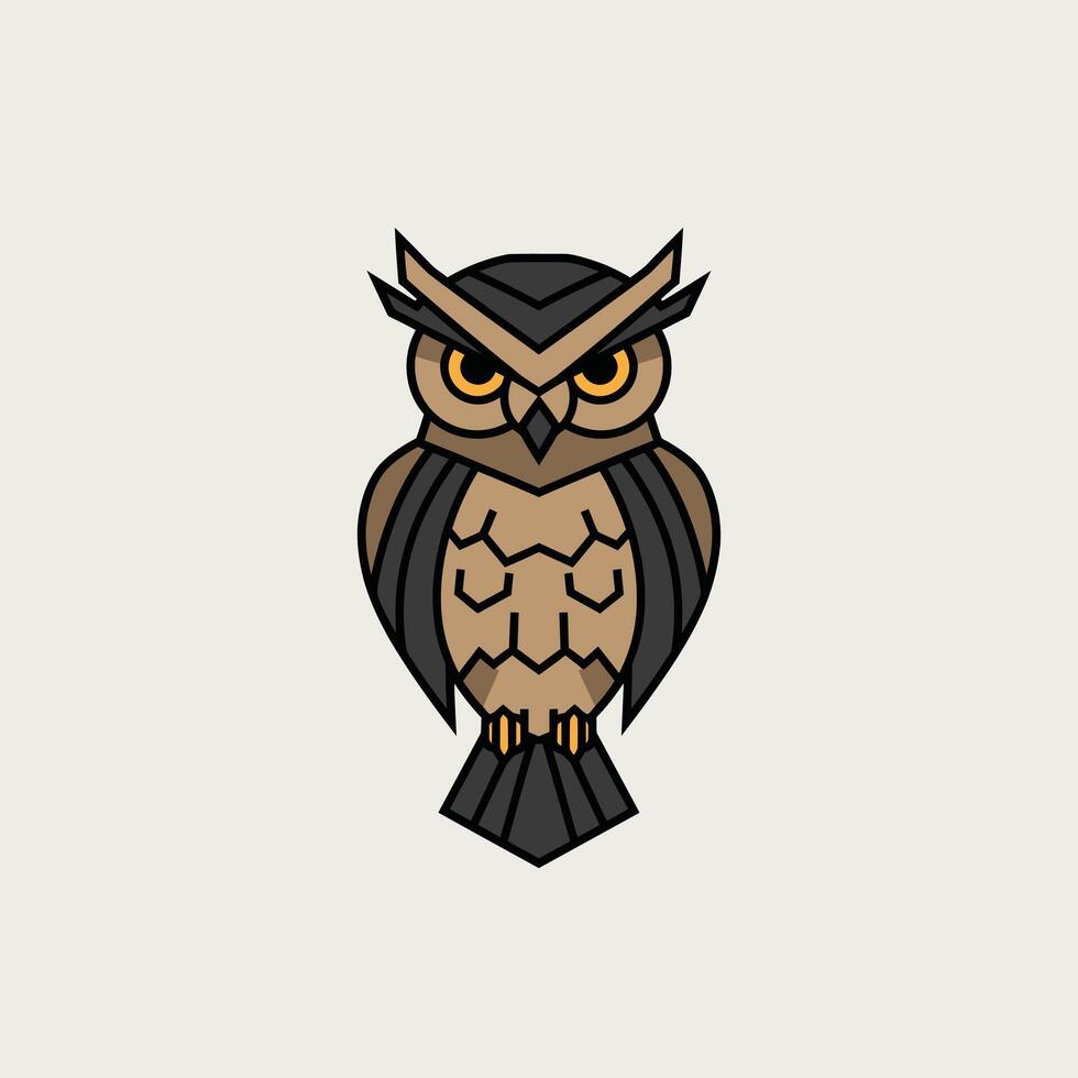 Owl logo design in grey and brown color scheme vector