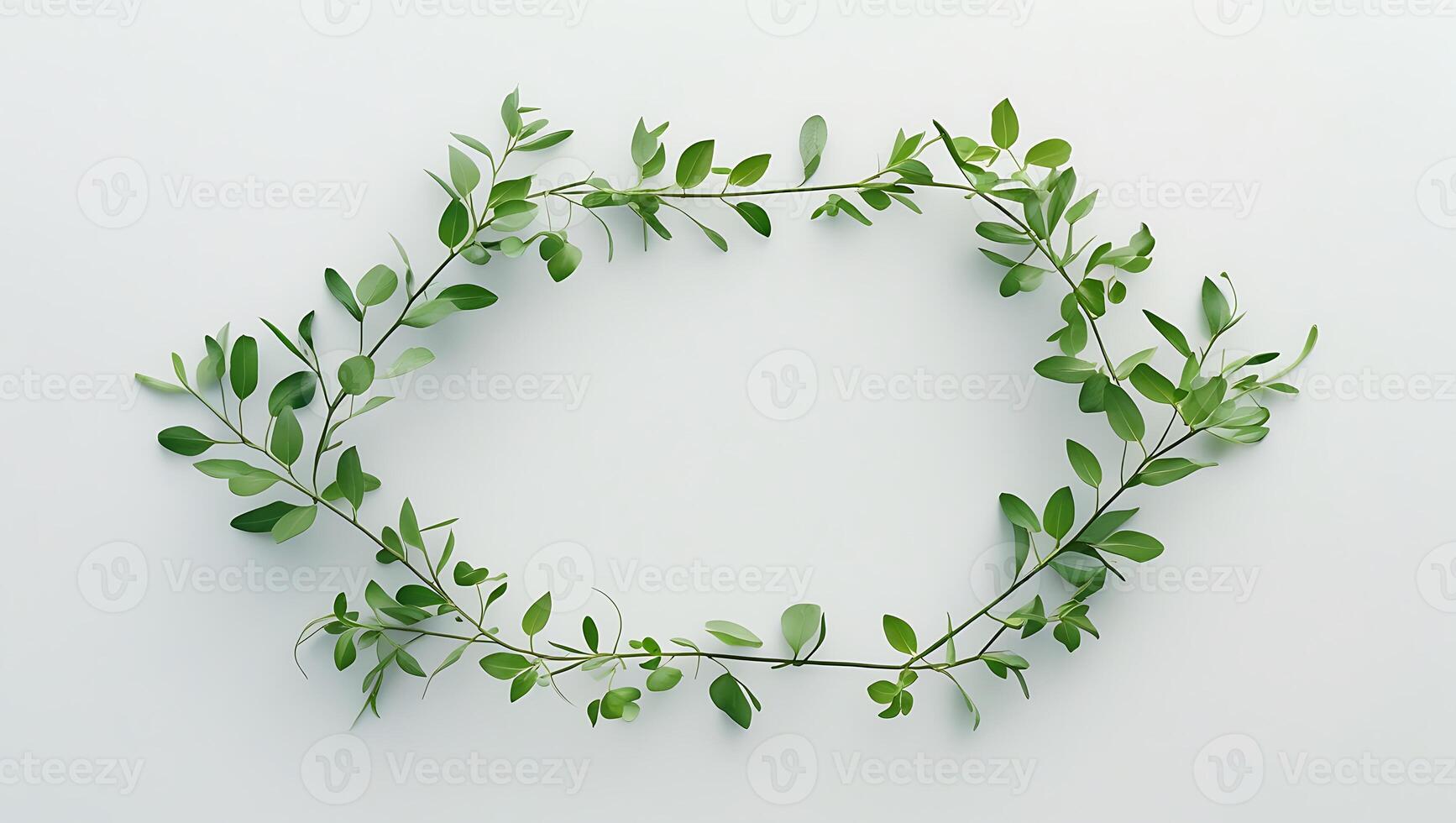 Elegant Green Leaf Frame on White Background for Natural Designs photo