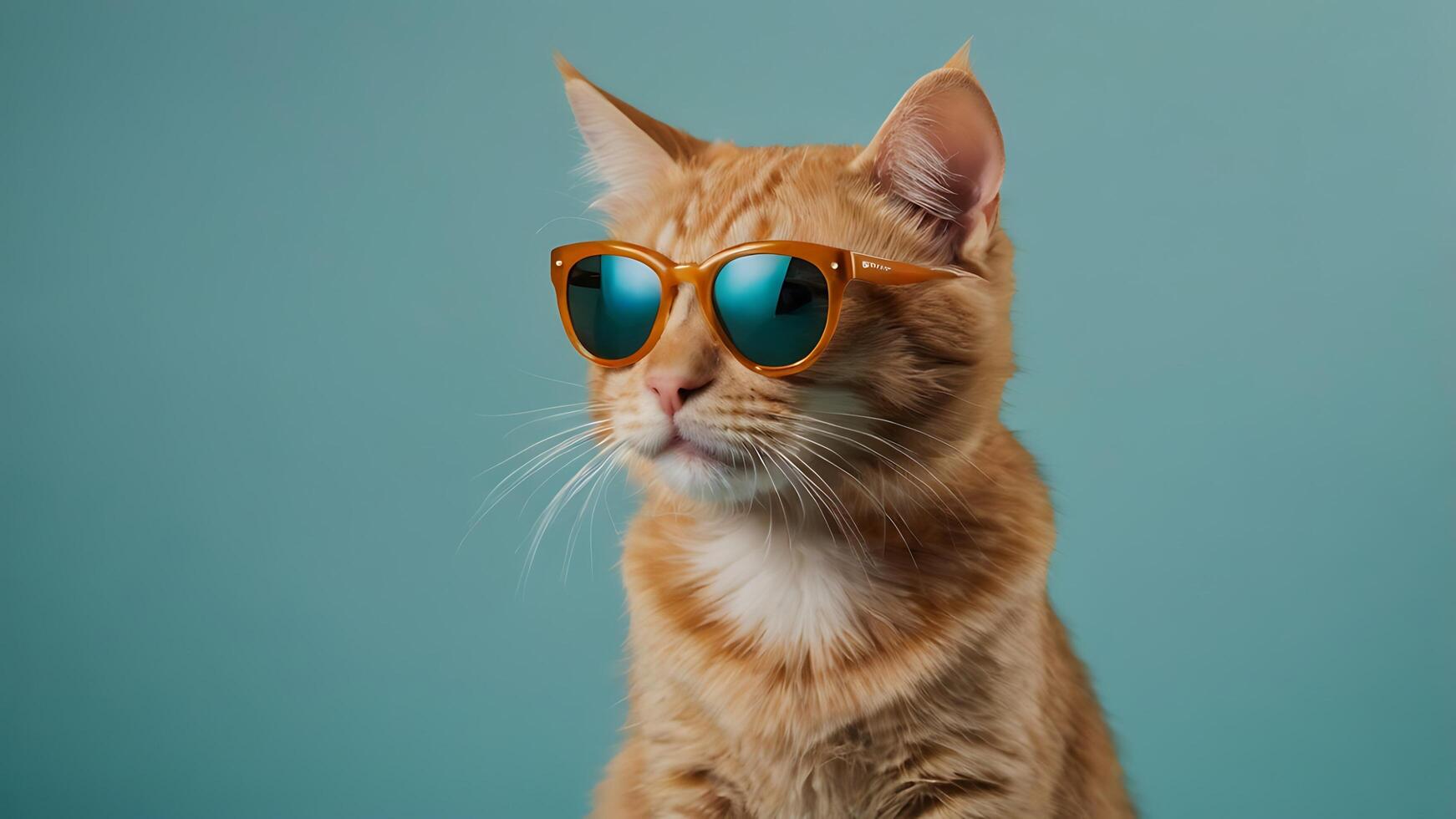 Stylish Ginger Cat Wearing Sunglasses for Summer Business Promotion photo