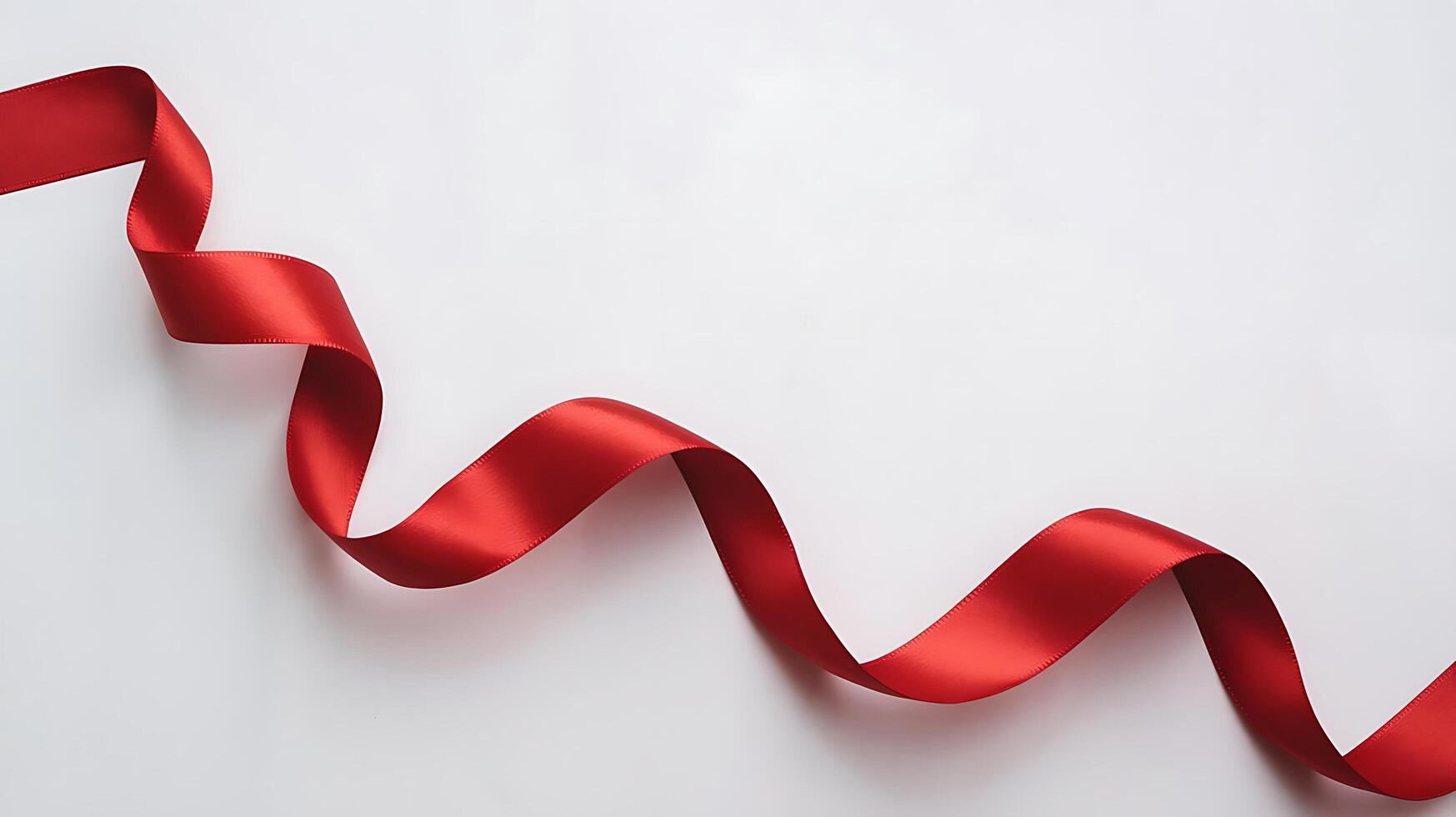 Elegant Red Ribbon Stream Flowing on White Background for Decoration photo