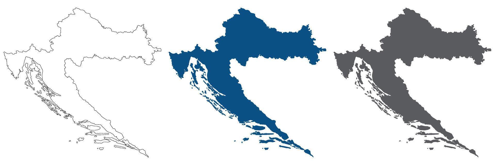 Croatia map. Map of Croatia in set color. vector