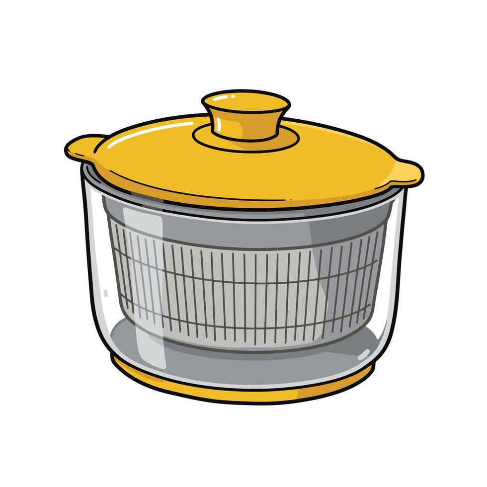 Pot with a yellow lid logo design vector