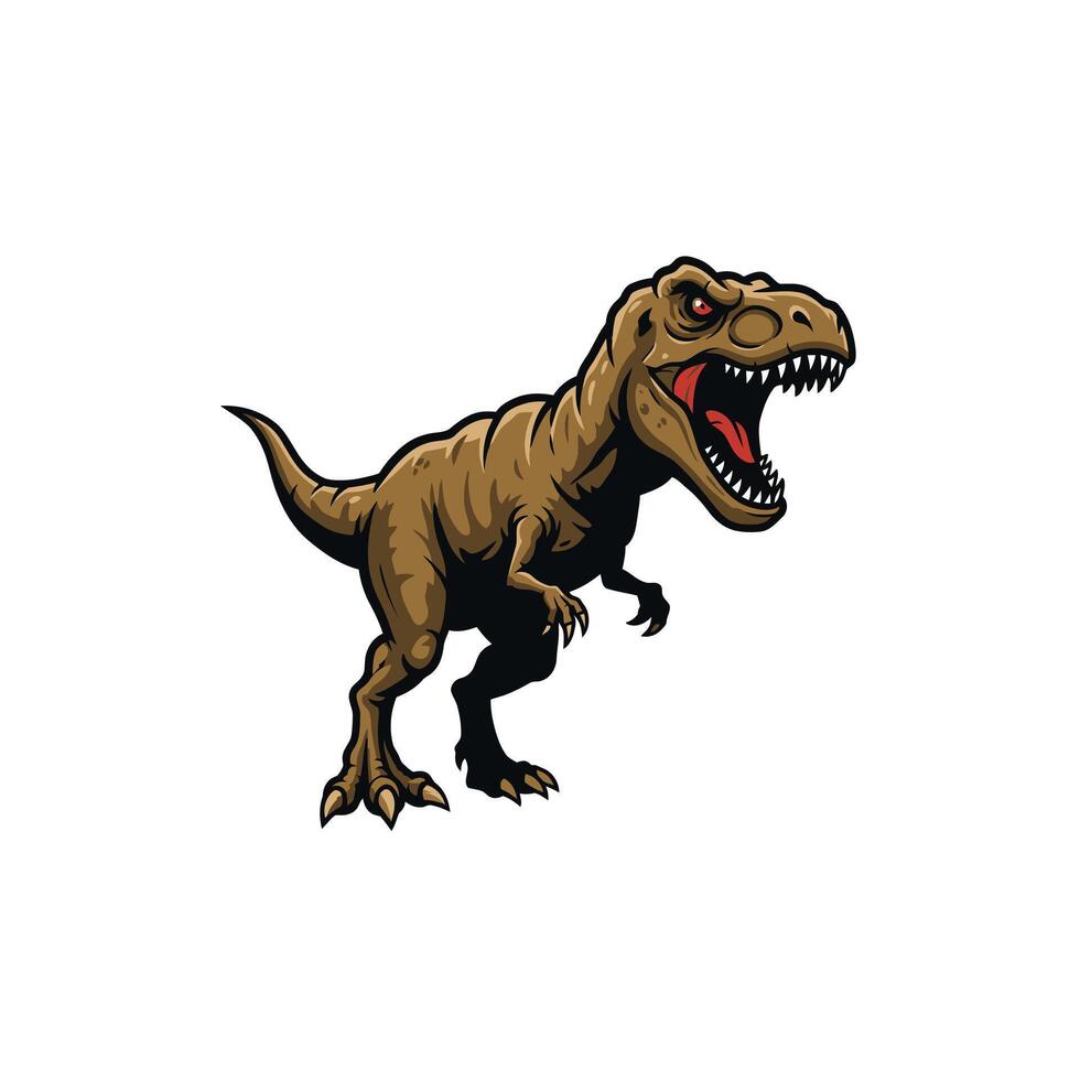 T-rex dinosaur mascot with open mouth logo design vector