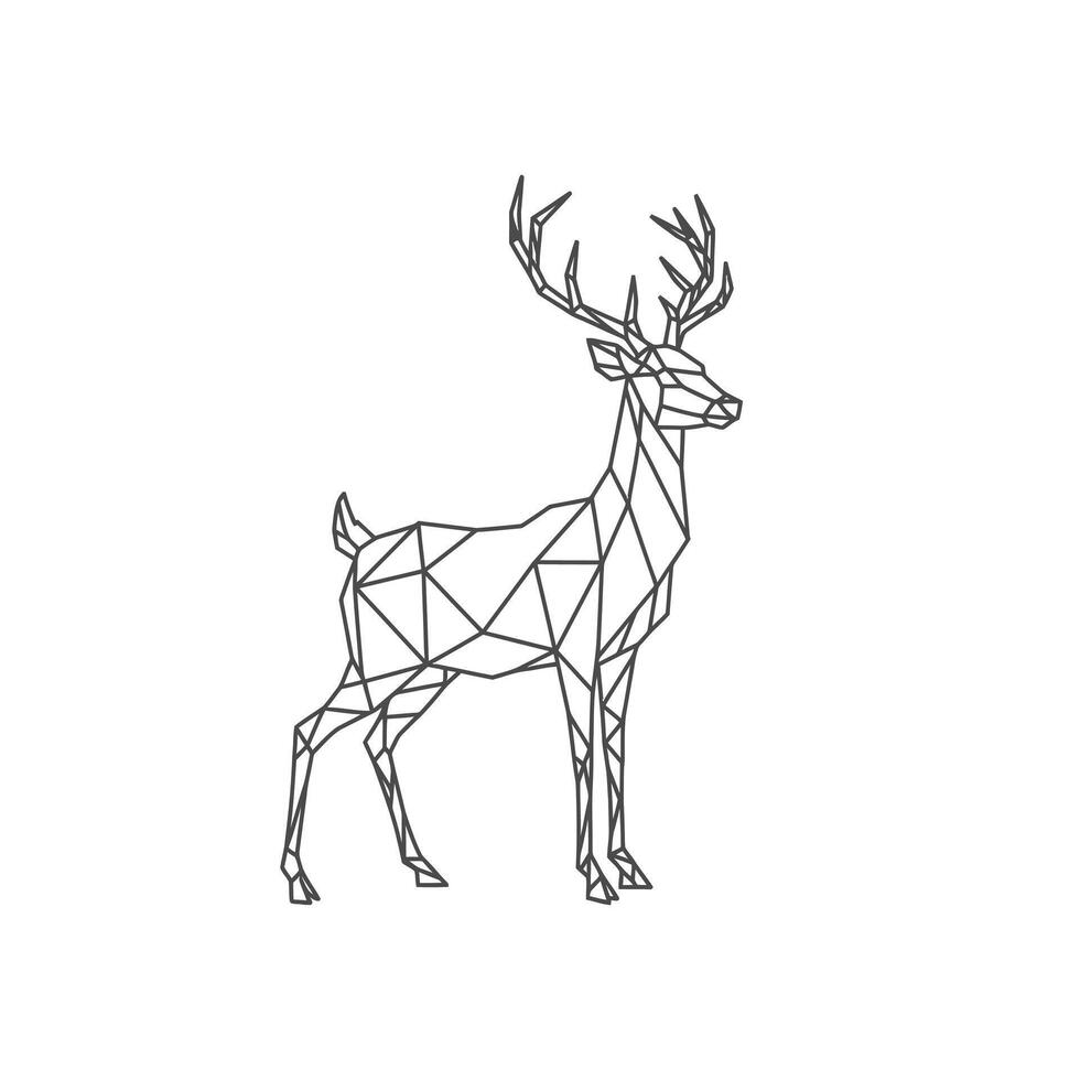 Geometric logo design of a deer with antlers vector