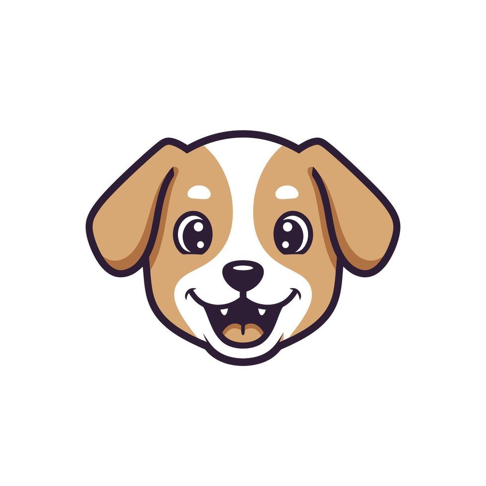 Cartoon dog head with a smile logo design vector