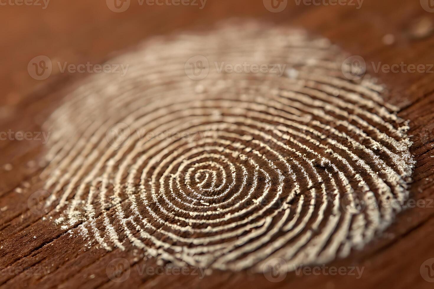 Macro Photograph of Fingerprint on Wood Surface Revealing Unique Pattern photo