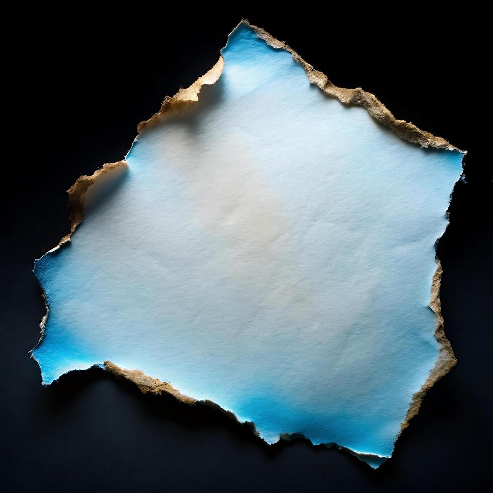 Aesthetic Burnt Paper with Blue Gradient Edges on Dark Background photo