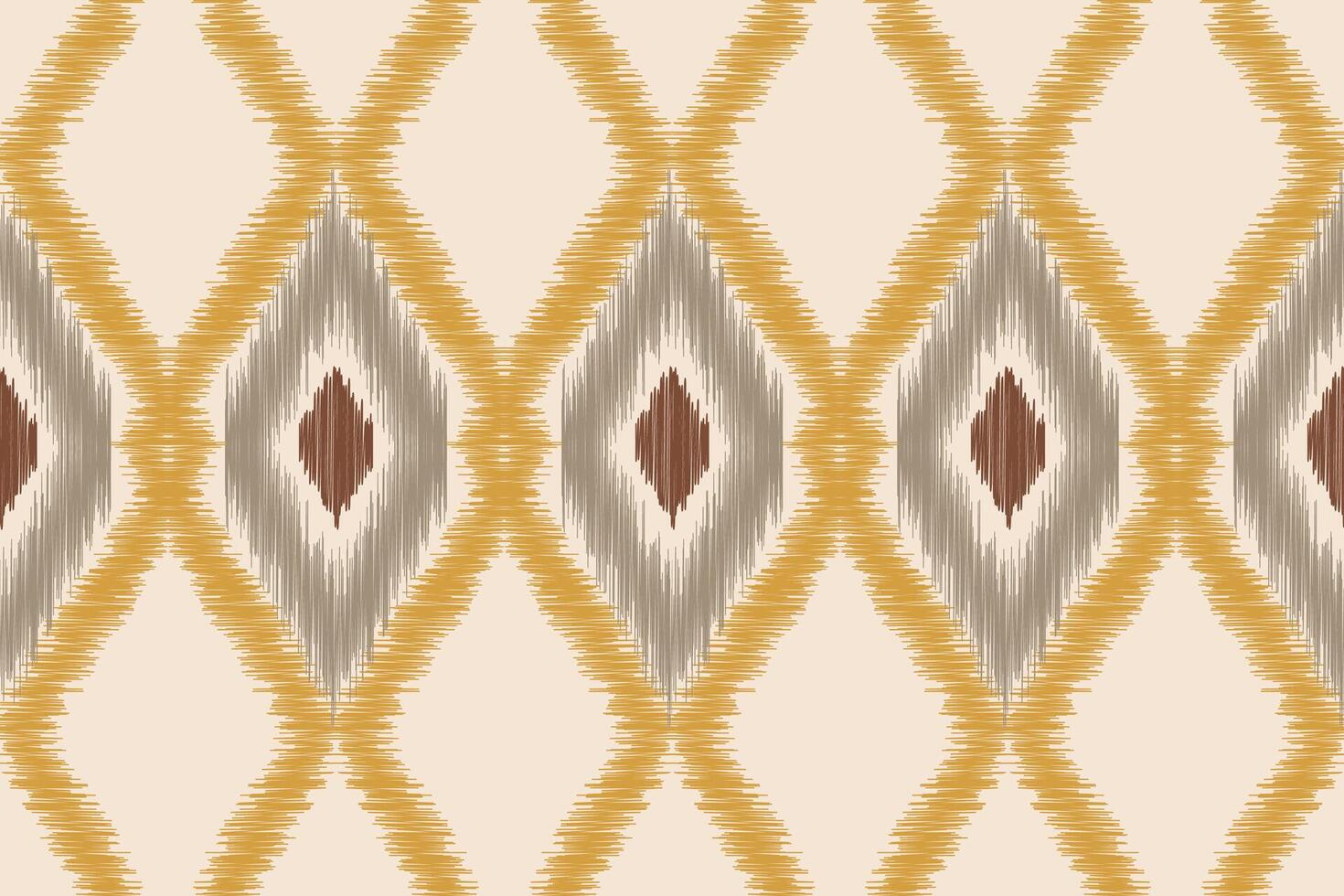 Ethnic pattern with ikat design of brown cream color background geometic. vector